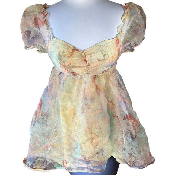 Fairy Puff Sleeve Victorian Empire Waist Tunic Top Dress. Magnificent. XS. Art D - Picture 2 of 11